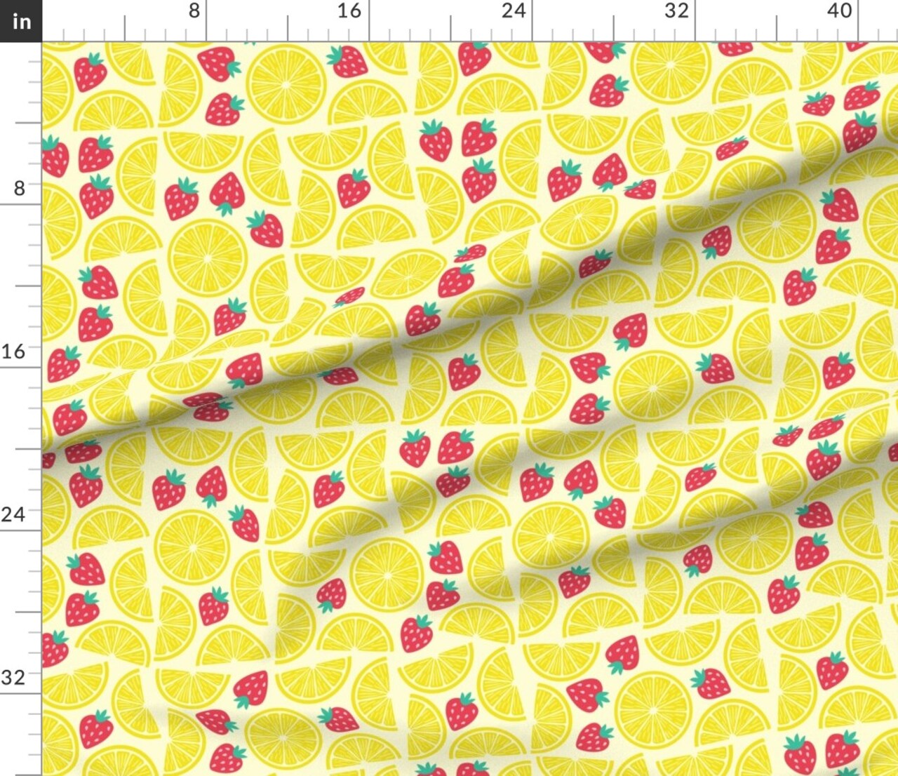 Yellow Summer Red Fruit Geometric Lemon Strawberry Illustrated Juice Lemonade Custom Printed Fabric by Spoonflower Various Fabrics by the Yard or Fat Quarter